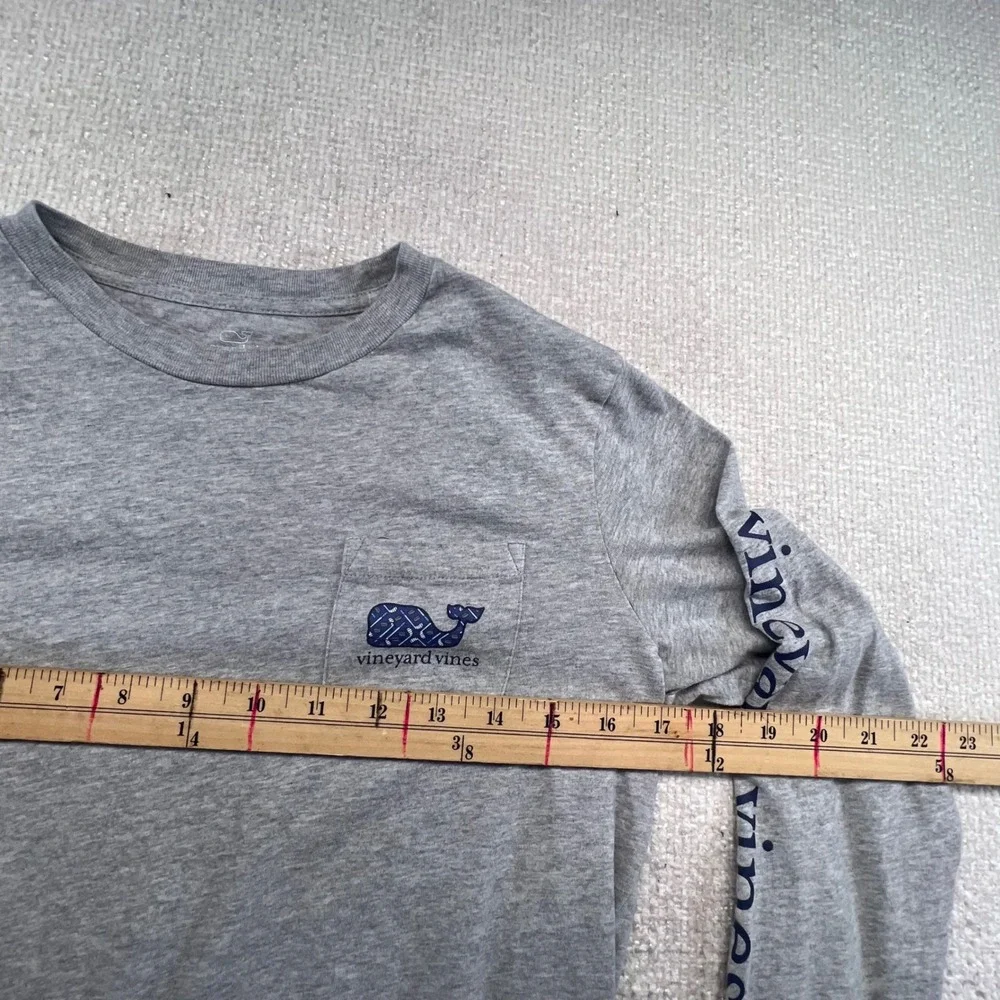 Vineyard Vines Youth‎ 12-14 Long Sleeve Gray Pocket Tee Whale Logo Shirt